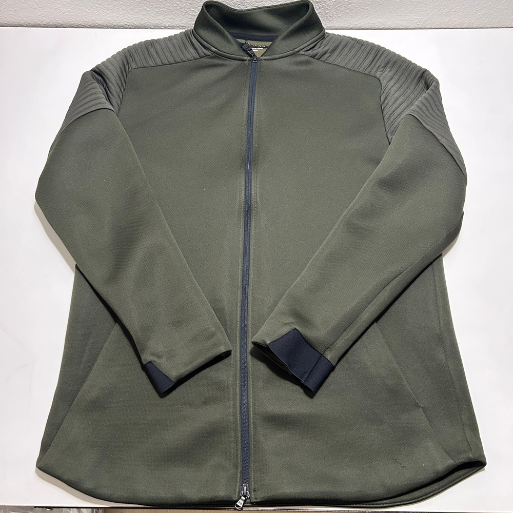 Under Armour Mens XL Olive Green Full Zip Fitted Track Jacket Ribbed Shoulder